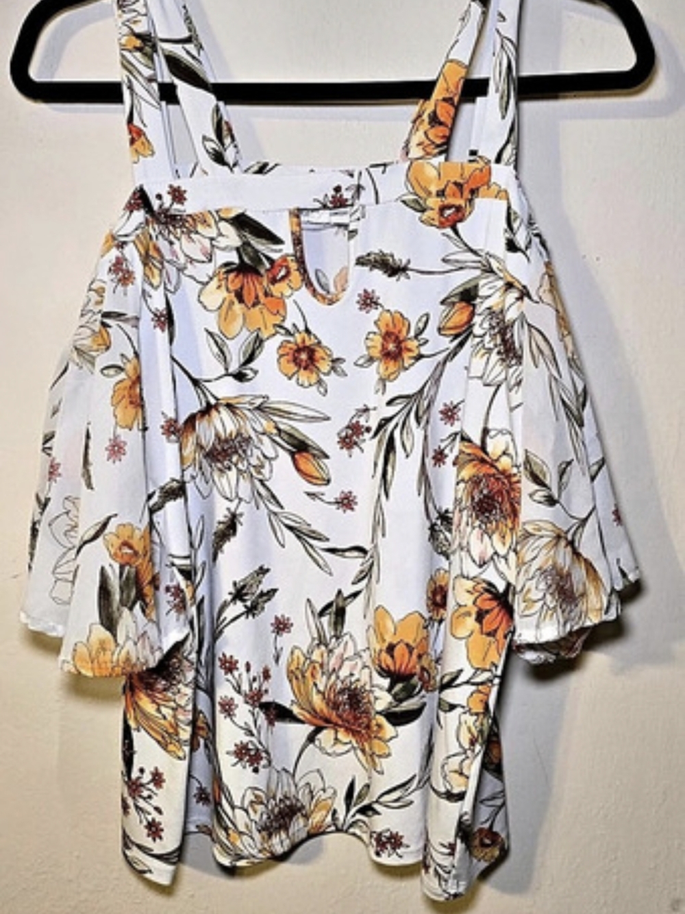 Perception Concept Floral Blouse in White & Orange Size XL Like New